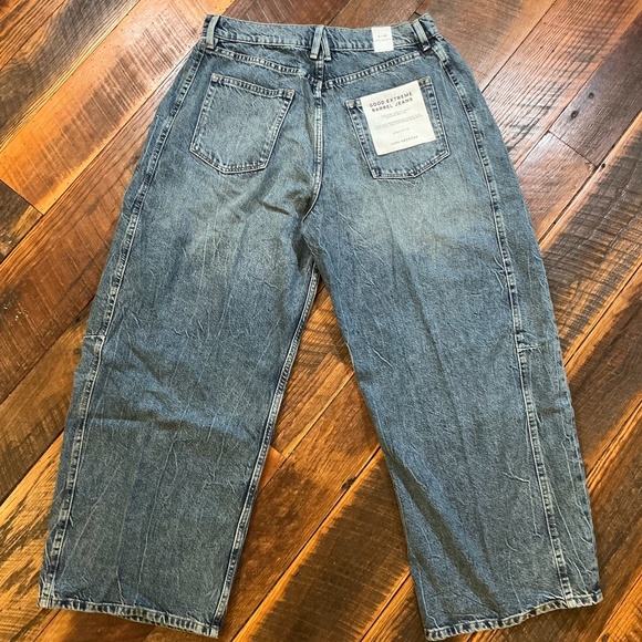 Good American Good Extreme Barrel Jeans High Rise Balloon Fit Indigo Blue Size 8 - Picture 7 of 16